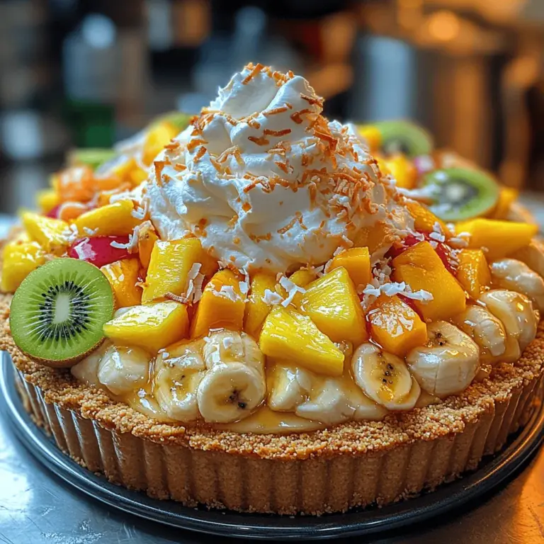 Imagine a dessert that transports you straight to a sun-kissed beach, with the gentle rustle of palm trees and the sound of waves lapping at the shore. Enter the Tropical Paradise Pie—a delightful treat bursting with the vibrant flavors of the tropics. This pie combines the sweetness of ripe fruits, the creamy richness of coconut, and a hint of citrus zest, creating a refreshing dessert that’s not only indulgent but also incredibly satisfying.