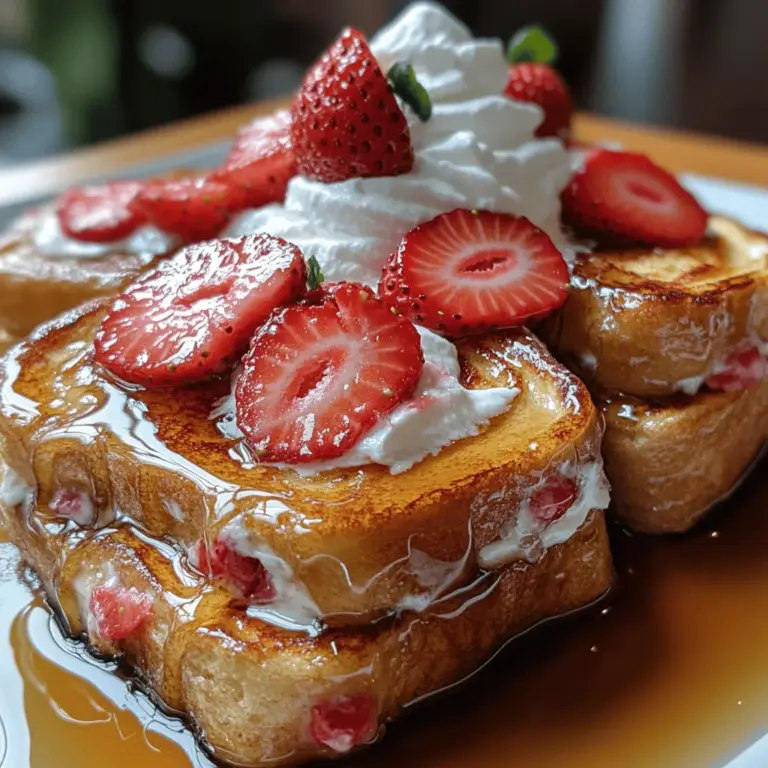 Welcome to the world of Strawberry Cheesecake Stuffed French Toast, where the classic breakfast dish meets the indulgent flavors of creamy cheesecake and vibrant, fresh strawberries. This delightful twist on traditional French toast is not just a meal; it’s an experience that transforms a simple morning into a celebration. Imagine biting into a fluffy piece of golden-brown French toast, only to discover a luscious cheesecake filling oozing with the essence of sweet strawberries. It’s a heavenly combination that will make your taste buds dance with joy.