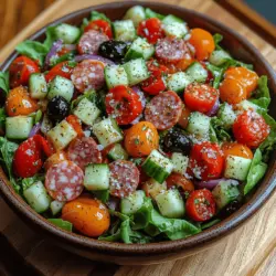 The Italian Grinder Salad is a delightful dish that showcases the vibrant flavors and fresh ingredients typical of Italian cuisine. This colorful salad not only serves as a refreshing light meal but also makes an excellent side dish for gatherings and family dinners. With its mix of crisp vegetables, savory meats, and rich cheeses, the Italian Grinder Salad is a celebration of taste and texture that anyone can master in just a short time.