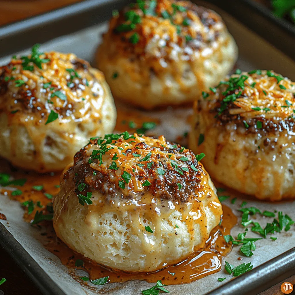 If you're in search of a recipe that combines savory flavors with a fun, hands-on eating experience, look no further than Garlic Parmesan Cheeseburger Bombs. These delectable bites encapsulate everything we love about cheeseburgers but wrap it up in a delightful, buttery biscuit shell that makes them perfect for any occasion. Imagine biting into a soft, flaky dough filled with seasoned ground beef, creamy cheeses, and the aromatic allure of garlic. Whether you’re hosting a gathering, preparing for game day, or simply treating your family to a unique dinner, these bomb-style cheeseburgers are sure to impress.