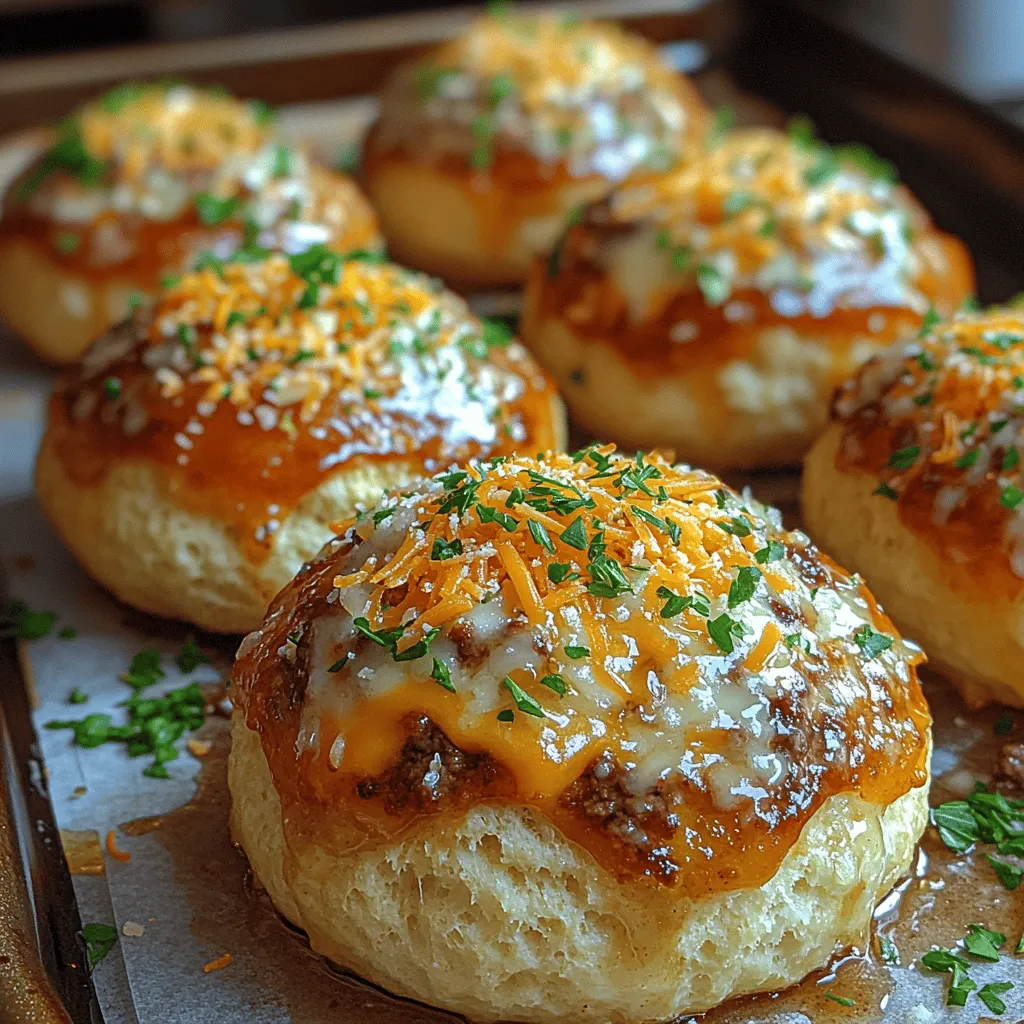 If you're in search of a recipe that combines savory flavors with a fun, hands-on eating experience, look no further than Garlic Parmesan Cheeseburger Bombs. These delectable bites encapsulate everything we love about cheeseburgers but wrap it up in a delightful, buttery biscuit shell that makes them perfect for any occasion. Imagine biting into a soft, flaky dough filled with seasoned ground beef, creamy cheeses, and the aromatic allure of garlic. Whether you’re hosting a gathering, preparing for game day, or simply treating your family to a unique dinner, these bomb-style cheeseburgers are sure to impress.