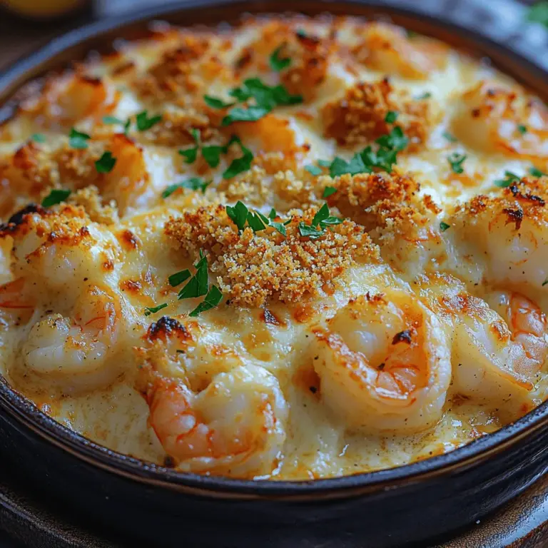 If you’re on the hunt for a mouthwatering dish that perfectly balances rich flavors with a touch of elegance, look no further than Savory Garlic Shrimp Gratin. This delightful recipe features succulent shrimp enveloped in a creamy, garlic-infused sauce, topped with a golden, cheesy crust that simply begs to be devoured. The combination of tender shrimp, aromatic garlic, and a medley of cheeses creates a symphony of taste that will impress your family and friends alike.