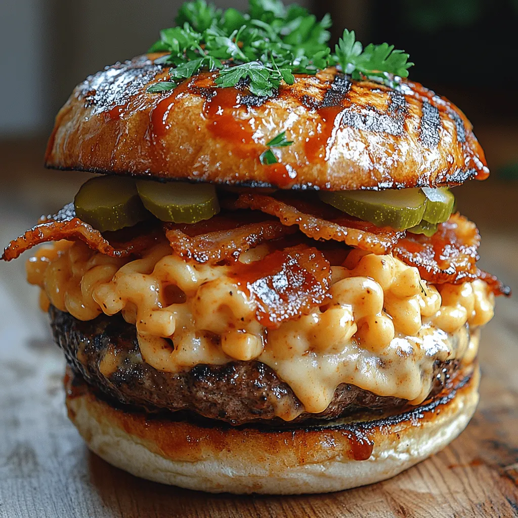 Welcome to the mouthwatering world of the Ultimate BBQ Mac and Cheese Burger! This innovative dish combines the beloved flavors of two all-time favorites: the juicy, savory burger and the creamy, comforting mac and cheese. Imagine sinking your teeth into a perfectly grilled beef patty topped with luscious mac and cheese, drizzled with rich BBQ sauce, all sandwiched between toasted burger buns. This burger isn't just a meal; it's an experience that brings together a medley of textures and flavors that tantalizes the taste buds and warms the heart.