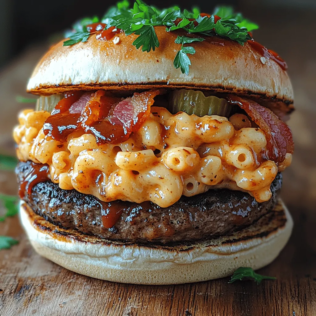 Welcome to the mouthwatering world of the Ultimate BBQ Mac and Cheese Burger! This innovative dish combines the beloved flavors of two all-time favorites: the juicy, savory burger and the creamy, comforting mac and cheese. Imagine sinking your teeth into a perfectly grilled beef patty topped with luscious mac and cheese, drizzled with rich BBQ sauce, all sandwiched between toasted burger buns. This burger isn't just a meal; it's an experience that brings together a medley of textures and flavors that tantalizes the taste buds and warms the heart.