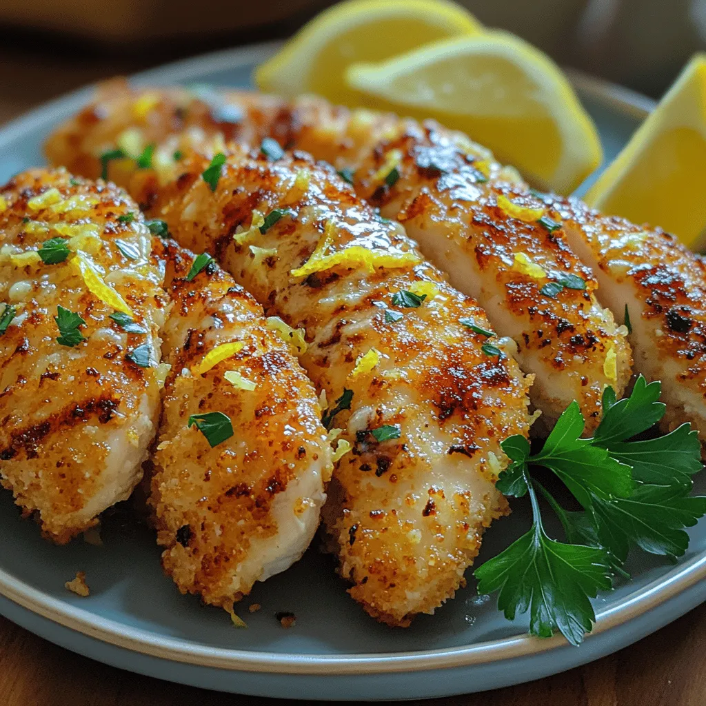 If you're in search of a dish that packs a flavorful punch while being easy to prepare, look no further than Zesty Lemon Garlic Parmesan Chicken Tenders. These delectable tenders marry the bright, zesty notes of lemon with the aromatic essence of garlic and the rich umami depth of Parmesan cheese. The result? A dish that not only tantalizes your taste buds but also makes for an impressive presentation at any dinner table.