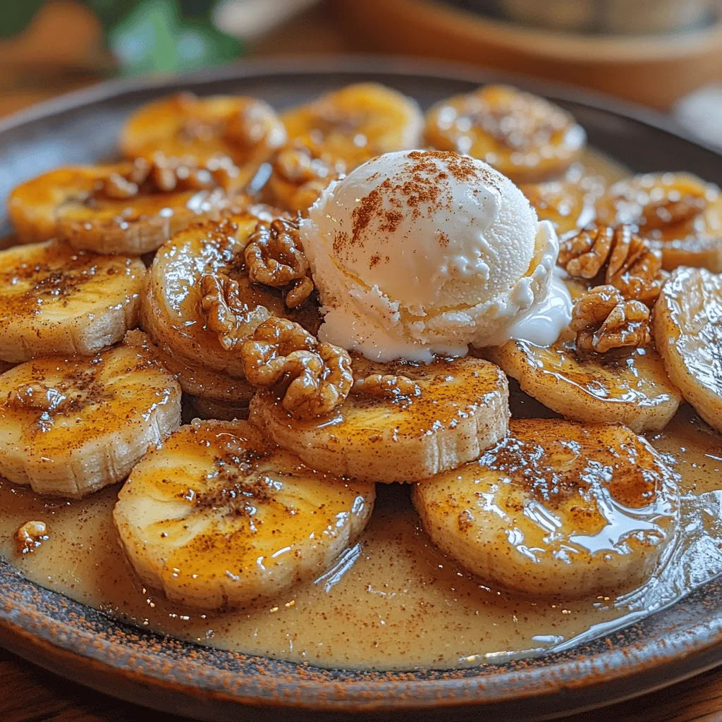 When it comes to satisfying your sweet tooth, few desserts can rival the delightful simplicity and warmth of <strong>Sizzling Cinnamon Delight: Pan Fried Bananas</strong>. This mouthwatering treat combines the natural sweetness of ripe bananas with the rich flavors of butter and brown sugar, all elevated by a hint of cinnamon. In just a matter of minutes, you can create a dish that not only tastes incredible but also fills your kitchen with an inviting aroma that will have everyone flocking to the table.” /></p>
</p>
<p><strong>Finishing Touches: The Significance of the Final Drizzle of Vanilla Extract</strong></p>
</p>
<p>As you complete your Sizzling Cinnamon Delight, it’s the simple yet impactful finishing touches that elevate this dish from delightful to extraordinary. The final drizzle of vanilla extract is not just a flavor enhancer; it’s a key component that brings all the elements of the dish together. Vanilla adds a warm, aromatic essence that complements the sweetness of the bananas and the warmth of the cinnamon. It creates a harmonious balance, ensuring that every bite is infused with the comforting notes of vanilla.</p>
</p>
<p>When adding your final drizzle, consider using a high-quality pure vanilla extract. The depth of flavor in pure extract far surpasses imitation vanilla, providing a richer experience. Drizzle lightly over your plated dish just before serving; this not only adds flavor but also an inviting aroma that will entice everyone at the table.</p>
</p>
<p><strong>Presentation: Tips for Plating and Garnishing for Visual Appeal</strong></p>
</p>
<p>A visually appealing dish can heighten the dining experience, making it even more enjoyable. To present your Sizzling Cinnamon Delight beautifully, follow these plating tips:</p>
</p>
<p>1. <strong>Choose the Right Plate</strong>: Opt for a wide, shallow bowl or a stylish dessert plate. White or light-colored dishes allow the golden-brown bananas to stand out.</p>
</p>
<p>2. <strong>Layering</strong>: Begin by placing a generous portion of the sizzling bananas in the center of the plate. You can layer them slightly, stacking a few on top of each other for added height.</p>
</p>
<p>3. <strong>Garnish with Fresh Ingredients</strong>: Fresh herbs, such as mint or basil, can add a pop of color and a hint of freshness. A few mint leaves placed strategically around the dish create a beautiful contrast against the golden bananas.</p>
</p>
<p>4. <strong>Add Nuts for Texture</strong>: If you chose to garnish with nuts, sprinkle them around the bananas. Chopped walnuts or toasted pecans not only add visual interest but also a satisfying crunch.</p>
</p>
<p>5. <strong>Finish with Drizzles</strong>: Along with your vanilla extract, consider a light drizzle of maple syrup or honey around the edge of the plate. This adds an artistic touch while inviting diners to indulge in every last bite.</p>
</p>
<p>6. <strong>Optional Side Elements</strong>: If you want to elevate the dish further, serve it alongside a scoop of vanilla ice cream or a dollop of whipped cream. The contrast of temperatures—from warm bananas to cold ice cream—creates a delightful sensory experience.</p>
</p>
<p><strong>Nutritional Benefits of Bananas and Moderation in Desserts</strong></p>
</p>
<p>Bananas are not only delicious but also packed with essential nutrients that contribute to overall health. Here’s an overview of their nutritional value:</p>
</p>
<p>– <strong>Rich in Vitamins and Minerals</strong>: Bananas are an excellent source of vitamin C, vitamin B6, and potassium. Vitamin C supports the immune system, while vitamin B6 aids in brain health and metabolism. Potassium is vital for maintaining a healthy heart and regulating blood pressure.</p>
</p>
<p>– <strong>High in Fiber</strong>: The dietary fiber in bananas helps promote digestive health, ensuring a healthy gut. It can also help you feel fuller for longer, making bananas a great addition to a balanced diet.</p>
</p>
<p>– <strong>Natural Energy Boost</strong>: The carbohydrates in bananas provide a quick source of energy, making them a favorite among athletes and anyone needing a quick pick-me-up.</p>
</p>
<p>While enjoying desserts like Sizzling Cinnamon Delight, it’s important to approach them with moderation. Mindful eating allows you to savor the flavors without overindulging. Recognizing portion sizes and enjoying your dessert as a treat can help maintain a balanced diet.</p>
</p>
<p>In addition, if you choose to garnish your dish with nuts, you’re adding healthy fats to the mix. Nuts provide essential fatty acids, vitamins, and minerals, contributing to heart health. Just be mindful of portion sizes, as they are calorie-dense.</p>
</p>
<p><strong>Creative Variations of the Sizzling Cinnamon Delight</strong></p>
</p>
<p>The beauty of the Sizzling Cinnamon Delight lies in its versatility. You can easily adapt the recipe to suit different tastes or dietary preferences. Here are a few creative variations to consider:</p>
</p>
<p>1. <strong>Alternative Toppings</strong>: Beyond nuts, think about adding a sprinkle of granola for a crunchy texture or a drizzle of chocolate sauce for a decadent twist.</p>
</p>
<p>2. <strong>Experimenting with Spices</strong>: While cinnamon is the star of this dish, you can explore other spices to give it a unique flavor profile. Nutmeg adds warmth, cardamom offers a hint of exotic spice, and ginger provides a delightful zing. Combine these spices with cinnamon to create a more complex flavor.</p>
</p>
<p>3. <strong>Incorporating Different Fruits</strong>: Although bananas are the classic choice, you can experiment with other fruits. Peaches and apples are wonderful alternatives that caramelize beautifully when pan-fried. Pineapples add a tropical flair and wonderful sweetness that pairs perfectly with cinnamon.</p>
</p>
<p>4. <strong>Using the Base Recipe in Other Desserts</strong>: The Sizzling Cinnamon Delight can easily be incorporated into breakfast or brunch dishes. Try serving the sautéed bananas over pancakes or waffles for a delicious topping. They also work well stirred into yogurt for a sweet and healthy snack.</p>
</p>
<p><strong>The Cultural Significance of Fried Bananas in Culinary Traditions</strong></p>
</p>
<p>Fried bananas are a beloved treat in many cultures around the globe, each with its unique take on preparation and presentation.</p>
</p>
<p>– <strong>Asian Influences</strong>: In many Southeast Asian countries, fried bananas, often known as “pisang goreng,” are a popular street food. They are typically coated in a light batter before frying, resulting in a crunchy exterior and soft interior, a delightful contrast in textures.</p>
</p>
<p>– <strong>Latin American Variations</strong>: In Latin America, “platanos fritos” are enjoyed as a sweet or savory dish. They are often served alongside meals or as a snack. The combination of fried plantains with savory dishes showcases the versatility of fried fruit in culinary traditions.</p>
</p>
<p>– <strong>Global Celebrations</strong>: Fried bananas are often featured in festive occasions, symbolizing comfort, celebration, and joy. This reflects the universal love for simple, homemade treats that bring people together.</p>
</p>
<p>The Sizzling Cinnamon Delight not only embodies the simplicity and joy of cooking but also connects you to a world of culinary traditions. It’s a reminder that food has the power to create lasting memories, whether it’s a quiet moment at home or a festive gathering with loved ones.</p>
</p>
<p><strong>Conclusion: Enjoying the Simple Pleasures of Sizzling Cinnamon Delight</strong></p>
</p>
<p>In summary, the Sizzling Cinnamon Delight is a straightforward yet incredibly delicious recipe that highlights the natural sweetness of bananas while infusing them with the warm, comforting flavors of cinnamon and vanilla. It serves as a beautiful reminder of how simple ingredients can come together to create something truly special.</p>
</p>
<p>As you savor each bite, take a moment to appreciate the flavors, the textures, and the effort that went into preparing this dish. Cooking is not just about nourishment; it’s about creating moments—whether it’s sharing a meal with friends or enjoying a quiet evening treat.</p>
</p>
<p>Encourage yourself to experiment with variations, explore different flavors, and make this recipe your own. Embrace the joy of cooking and the happiness it brings when shared with family and friends. Remember, every meal is an opportunity to create lasting memories, so enjoy the journey and the simple pleasures of Sizzling Cinnamon Delight.</p>
</div>
