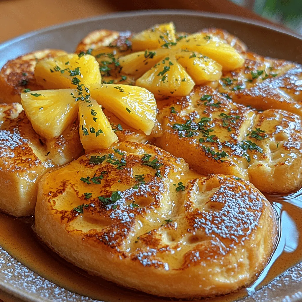 If you're searching for a breakfast dish that transports you to sun-kissed shores with every bite, look no further than Tropical Bliss Hawaiian Roll French Toast. This delightful twist on the classic French toast integrates the sweet and fluffy texture of Hawaiian rolls with the tropical flavors of fresh pineapple, vanilla, and cinnamon. Imagine starting your day with a dish that not only tantalizes your taste buds but also brightens your morning with its vibrant colors and inviting aroma.
