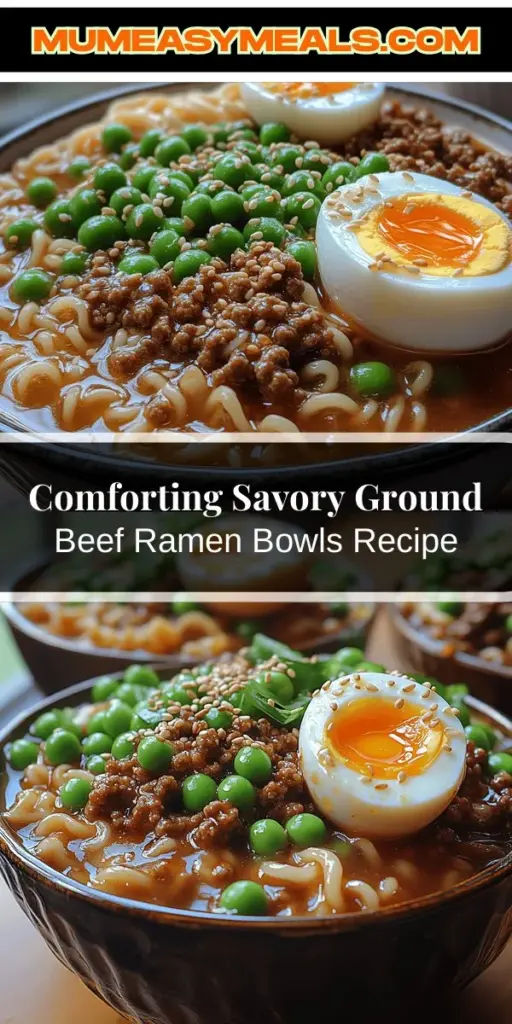 Discover the ultimate comfort food with this Savory Ground Beef Ramen Bowl recipe! Perfect for any occasion, it combines rich ground beef, flavorful broth, and quick-cooking ramen noodles for a hearty meal that's easy to make. Customize with your favorite veggies, add soft-boiled eggs or green onions for a finishing touch, and experience the warmth with every bite. Get ready to whip up a delicious bowl of satisfaction at home!