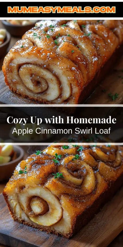 Indulge in the warm flavors of the season with this delicious Apple Cinnamon Swirl Loaf. Perfect for breakfast, brunch, or a cozy snack, this loaf combines sweet apples and fragrant cinnamon for a delightful treat. Simple enough for bakers of all skill levels, you'll enjoy the inviting aromas filling your kitchen as it bakes. With its fluffy texture and mouthwatering apple filling, this loaf is sure to become a favorite for family gatherings and casual afternoons alike!