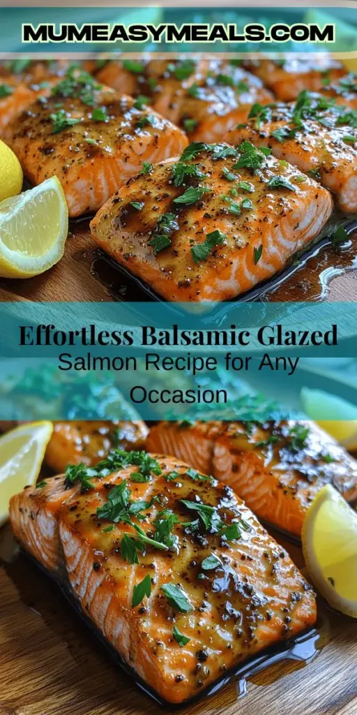 Discover the delight of Quick Balsamic Glazed Salmon, a simple yet impressive recipe perfect for any occasion. This dish features tender salmon fillets marinated in a flavorful blend of balsamic vinegar, honey, soy sauce, and garlic, creating a mouthwatering glaze that enhances the fish's rich taste. Packed with essential nutrients, salmon is a heart-healthy choice that pairs wonderfully with vegetables or grains. Enjoy a gourmet meal at home with minimal effort!