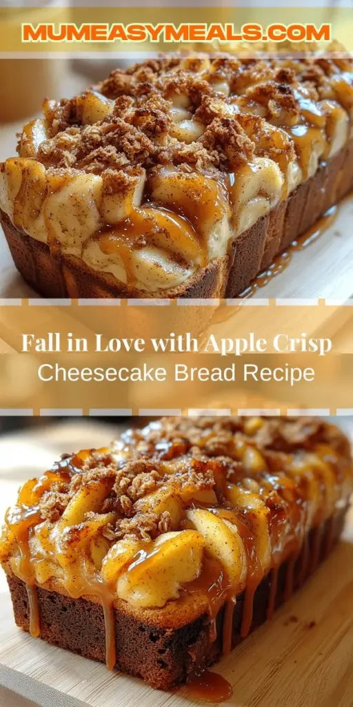 Embrace the flavors of fall with this irresistible Apple Crisp Cheesecake Bread recipe. This delightful dessert combines the creamy richness of cheesecake with the warmth of spiced apples and a crunchy crisp topping. Perfect for cozy gatherings or a sweet treat at home, each slice offers a harmonious blend of textures and flavors. Learn how to layer your ingredients for a beautiful marbled effect and enjoy the comforting aroma that fills your kitchen as it bakes. Dive into this delightful seasonal recipe today!