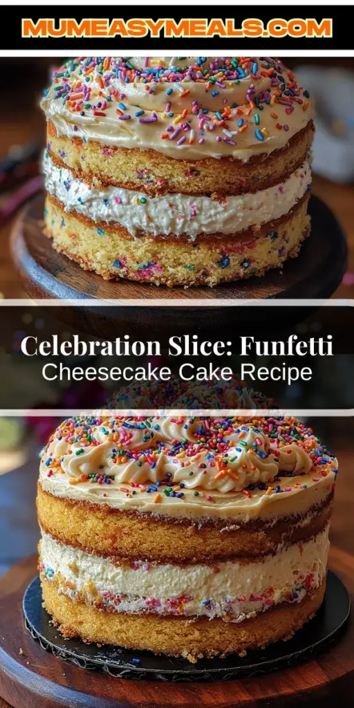 Celebrate in style with a Funfetti Cheesecake Cake, a stunning dessert that brings joy to any occasion. This delightful creation features a fluffy Funfetti cake base layered with creamy cheesecake, all finished with a sweet frosting and sprinkles. Perfect for birthdays, anniversaries, or just a sweet treat, each bite takes you on a nostalgic journey. Gather your ingredients and impress your guests with this colorful and indulgent celebration cake!