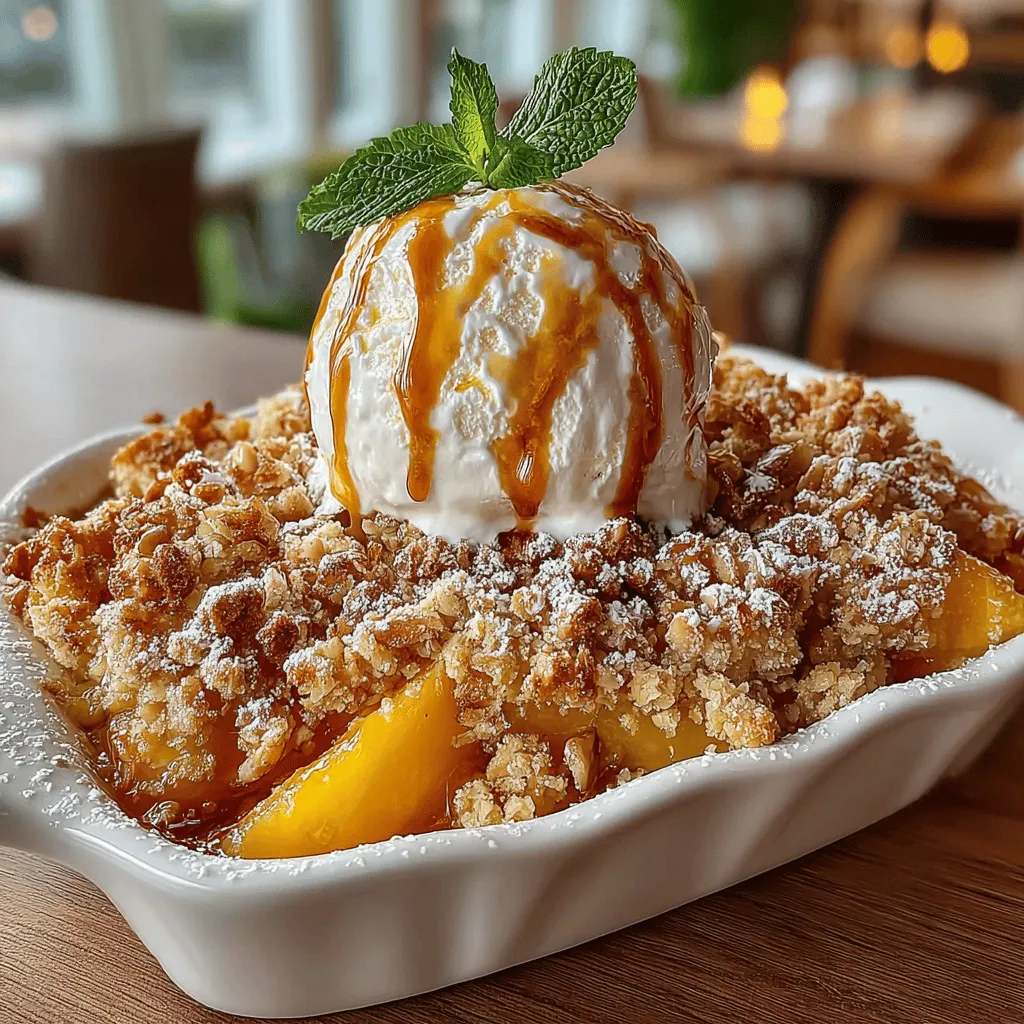As the seasons shift and the air begins to cool, there's nothing quite as comforting as a warm dessert that envelops you in cozy flavors and aromas. Enter the Peachy Warmth Crumble, a delightful fruit-based treat that captures the essence of summer’s bounty in each delicious bite. This dish is not just a dessert; it's a celebration of ripe, juicy peaches, combined with a rich, crumbly topping that brings together the perfect balance of sweetness and warmth. Whether you’re hosting a gathering, marking a special occasion, or simply indulging in a quiet night at home, this crumble is sure to become a cherished favorite.