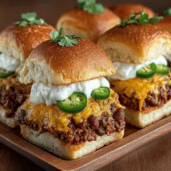 Dive into the world of flavor with our Spicy Chili Cheese Sliders, a delightful fusion of rich ground meat, zesty chili seasoning, and gooey cheese that promises to tantalize your taste buds. These sliders are not just another meal; they are a culinary experience that brings comfort and joy to any occasion. Whether you’re hosting a lively game day party, gathering with family for a cozy dinner, or simply craving a satisfying dish to elevate your weeknight meals, these sliders deliver on both taste and satisfaction.