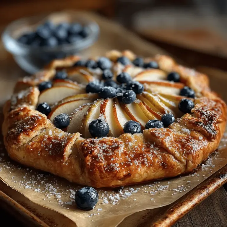 The Pear & Blueberry Galette Delight is a delightful dessert that beautifully marries the sweetness of juicy pears with the vibrant tartness of blueberries, all enveloped in a flaky, buttery crust. This rustic French pastry transcends the traditional pie, offering a casual yet elegant option that is perfect for any occasion. Whether you’re celebrating a seasonal gathering or enjoying a cozy family dinner, this galette not only satisfies your sweet tooth but also serves as a stunning centerpiece for your dessert table. In this article, we will delve into the recipe, providing you with detailed steps from crafting the dough to preparing the mouthwatering filling, ensuring that you can create the perfect galette every time.
