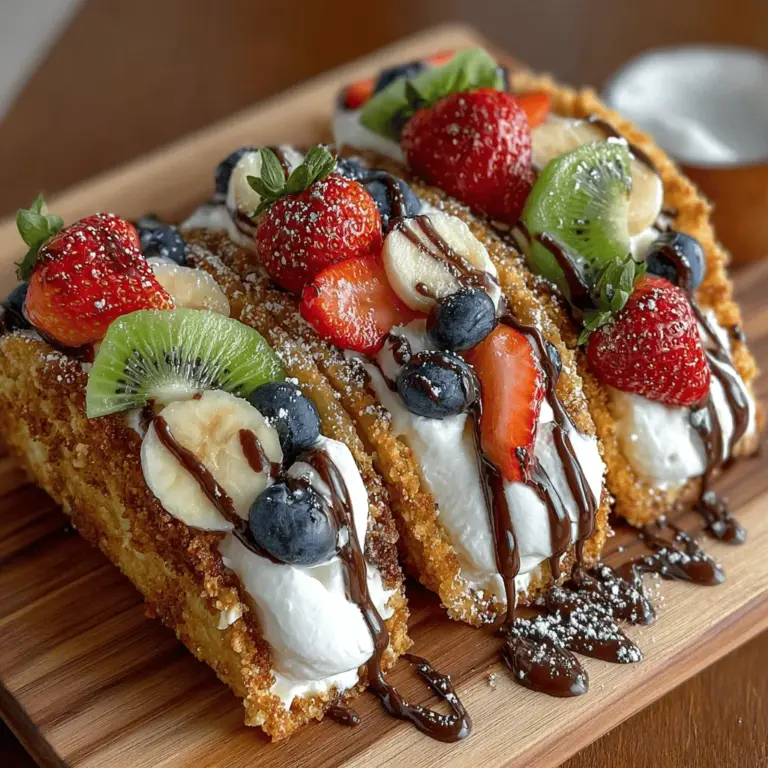 In recent years, the culinary world has embraced innovative and fun desserts that bring joy to all ages. One such creation is Crispy Fruit Pizza Tacos, a delightful combination of sweet flavors and vibrant fruits, all encased in a light and crispy taco shell. This recipe not only satisfies your sweet tooth but also offers a colorful and nutritious option for gatherings, parties, or a simple family dessert. As we delve into the details of this unique treat, we’ll explore the ingredients, preparation steps, and the delightful assembly of these flavorful tacos, ensuring you gain a comprehensive understanding of this recipe.