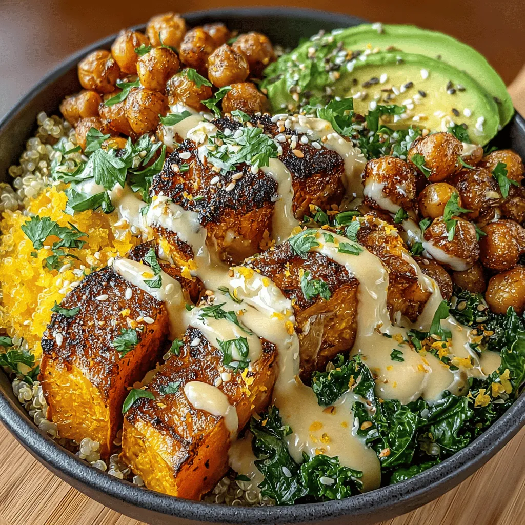 In the world of healthy eating, Buddha bowls have emerged as a versatile and appealing meal option. These colorful bowls, filled with an array of wholesome ingredients, are designed to provide a balanced combination of nutrients, flavors, and textures. The Sweet Potato & Chickpea Buddha Bowl stands out as a perfect example of this culinary trend. It harmoniously blends the earthy sweetness of roasted sweet potatoes, the hearty texture of chickpeas, the nutty essence of quinoa, and the creamy richness of tahini, creating a dish that is not only visually appealing but also satisfying and nourishing.
