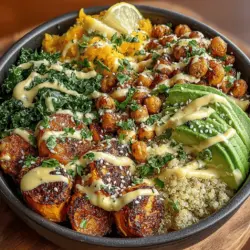 In the world of healthy eating, Buddha bowls have emerged as a versatile and appealing meal option. These colorful bowls, filled with an array of wholesome ingredients, are designed to provide a balanced combination of nutrients, flavors, and textures. The Sweet Potato & Chickpea Buddha Bowl stands out as a perfect example of this culinary trend. It harmoniously blends the earthy sweetness of roasted sweet potatoes, the hearty texture of chickpeas, the nutty essence of quinoa, and the creamy richness of tahini, creating a dish that is not only visually appealing but also satisfying and nourishing.