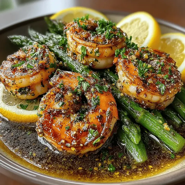 If you're looking for a quick and healthy dinner option that doesn't skimp on flavor, look no further than Zesty Lemon Garlic Shrimp & Asparagus Delight. This dish elegantly marries the succulent taste of shrimp with the crisp freshness of asparagus, creating a vibrant meal that's perfect for weeknight dinners or special occasions. With its bright flavors and simple preparation, this recipe is sure to become a staple in your kitchen.