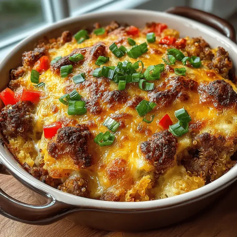 When it comes to family-friendly meals that are both nutritious and delicious, few dishes can compete with a Cheesy Turkey and Quinoa Casserole. This comforting one-dish wonder combines lean ground turkey, wholesome quinoa, and a medley of colorful vegetables, all enveloped in a gooey layer of melted cheese. Not only is it a feast for the taste buds, but it also checks all the boxes for a health-conscious meal, making it an excellent choice for busy weeknights or a relaxed family gathering.