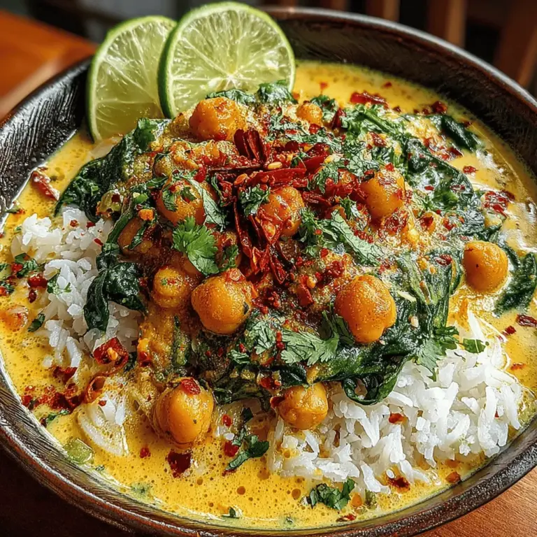 In today’s fast-paced world, finding wholesome, nutritious meals that are also quick to prepare can be a challenge. Enter Spicy Chickpea Delight, a vibrant, flavorful dish that marries the protein-packed goodness of chickpeas with creamy coconut milk and nutrient-rich spinach. This recipe not only caters to vegetarians and vegans but also satisfies the taste buds of anyone craving a hearty meal. It’s the kind of dish that can be enjoyed by all, regardless of dietary preferences, making it an excellent choice for family dinners or meal prep. Best of all, Spicy Chickpea Delight can be ready in just 30 minutes, allowing you to savor a delicious meal without the stress of extensive cooking.