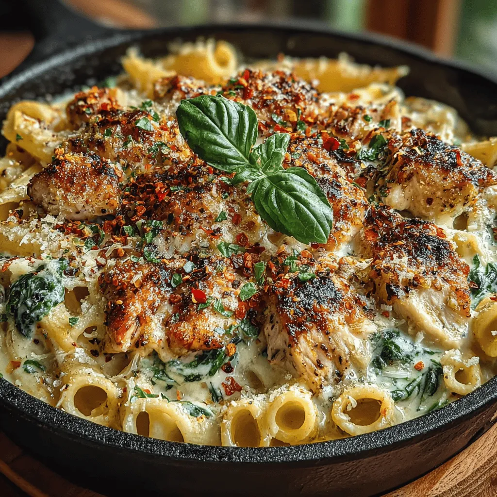 Creamy Chicken and Spinach Skillet Pasta