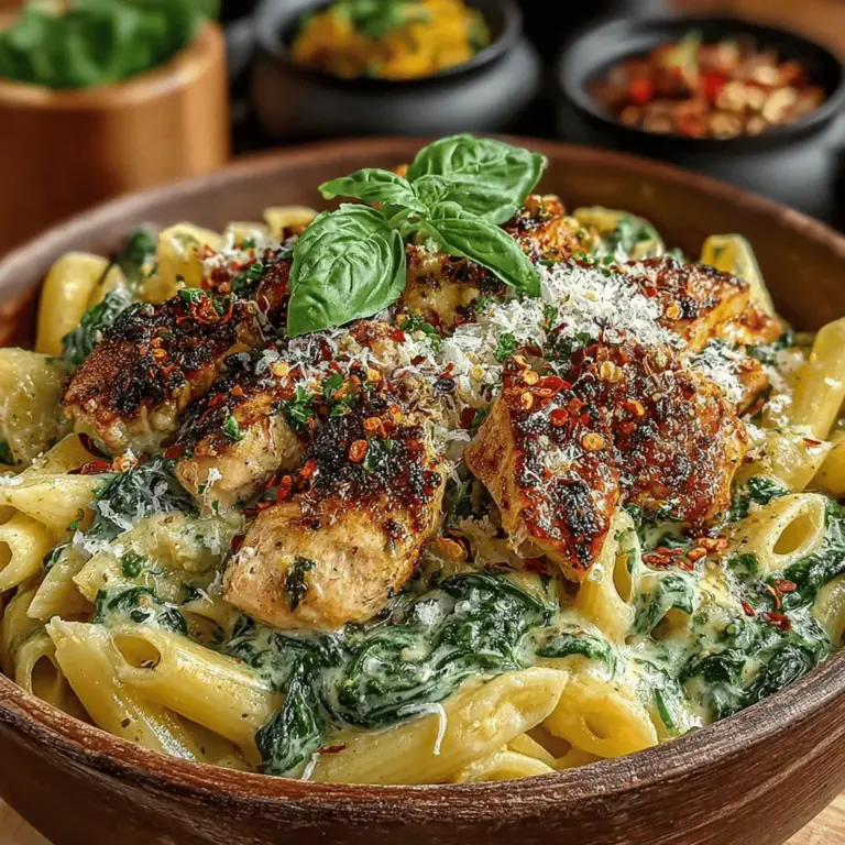 To create the Creamy Spinach & Chicken Pasta Delight, you'll need a handful of key ingredients that work together to deliver an unforgettable flavor profile. Let's explore each component and its significance in the dish: