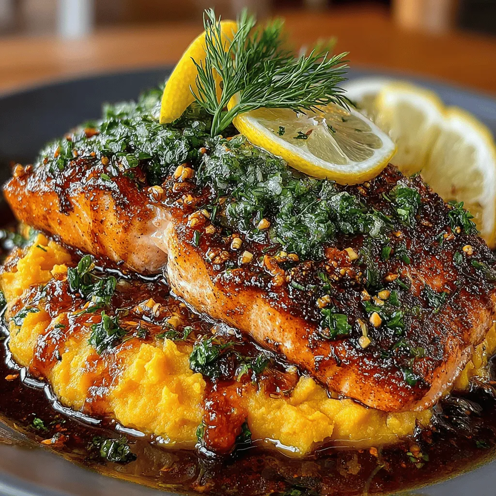 Savory Baked Salmon with Sweet Potato Mash
