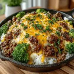 When it comes to family meals that satisfy both the palate and the nutritional needs of your loved ones, the Cheesy Beef & Broccoli Delight stands out as a top contender. This dish combines the rich flavors of seasoned ground beef, the vibrant crunch of broccoli, and the creamy indulgence of melted cheese, all nestled on a bed of tender rice. Whether you’re preparing a weeknight dinner or hosting a cozy gathering, this recipe is sure to delight both kids and adults alike, making it a beloved staple in many households.