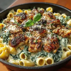 Once your pasta is cooked and drained, it’s time to combine it with the creamy chicken and spinach sauce. To ensure an even coating of sauce on the pasta, follow these techniques: